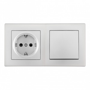 Выключатель одноклавишный с розеткой Arte Milano SET06-2-30-1-40-1 silver