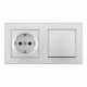 Выключатель одноклавишный с розеткой Arte Milano SET06-2-30-1-40-1 silver