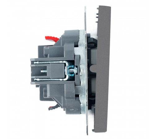 Переключатель 2-клавишный (механизм) СЗК Stekker Эмили 250В 10А RSW10-5107-10ZK платиново-серый soft touch 50241