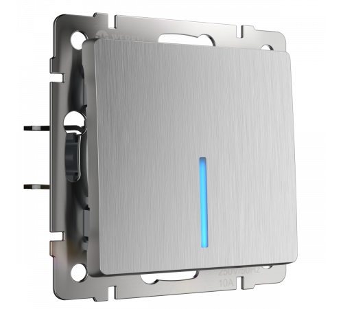 Выключатель одноклавишный с подсветкой Werkel (cеребряный рифленый) W1110109 4690389157578 a050902