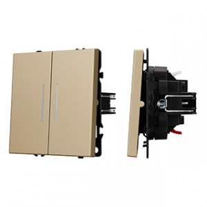 Механизм звонкового выключателя двухклавишный Arlight LED SWT-NOBE-MKR2-SFPL-L-GD (230V, 10A) (Золотой песок) 061743(1)