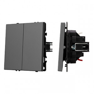 Механизм звонкового выключателя двухклавишный Arlight SWT-NOBE-MKR2-SFPL-GR (230V, 10A) (Серый базальт) 061740