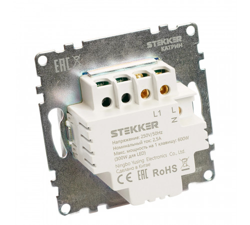 Выключатель 1-клавишный сенсорный (механизм) Stekker Катрин 50274