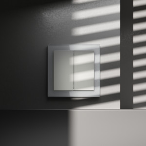 Перекрестный переключатель встраиваемый Voltum S70 двухклавишный 10А, (сталь) VLS020505