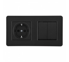 Выключатель двухклавишный с розеткой Arte Milano SET16-2-40-1-30-2 black