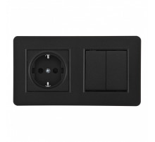 Выключатель двухклавишный с розеткой Arte Milano SET16-2-40-1-30-2 black