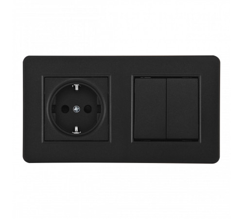 Выключатель двухклавишный с розеткой Arte Milano SET16-2-40-1-30-2 black Выключатель двухклавишный с розеткой Arte Milano SET16-2-40-1-30-2 black