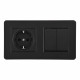Выключатель двухклавишный с розеткой Arte Milano SET16-2-40-1-30-2 black