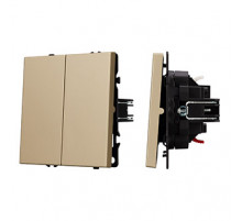 Механизм звонкового выключателя двухклавишный Arlight SWT-NOBE-MKR2-SFPL-GD (230V, 10A) (Золотой песок) 061739