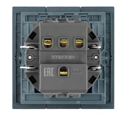 Выключатель 3-клавишный (механизм) Stekker Мия 250В 10А RSW10-3108-05 черный бархат 50444