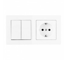 Выключатель двухклавишный с розеткой Arte Milano SET06-2-30-2-40-1 white