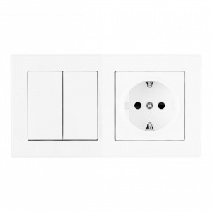 Выключатель двухклавишный с розеткой Arte Milano SET06-2-30-2-40-1 white