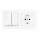 Выключатель двухклавишный с розеткой Arte Milano SET06-2-30-2-40-1 white