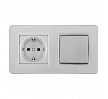 Выключатель одноклавишный с розеткой Arte Milano SET16-2-40-1-30-1 silver