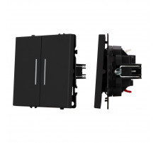 Выключатель 2 кл подсветка софт-тач черный оникс Arlight SWT-MK02-SFPL-L-BK (250V, 10A) 054264(1)