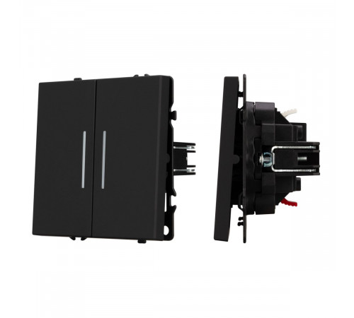 Выключатель 2 кл подсветка софт-тач черный оникс Arlight SWT-MK02-SFPL-L-BK (250V, 10A) 054264(1)
