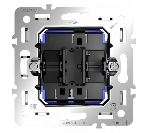 Механизм проходного переключателя одноклавишного 10А Voltum S70 VLS0103M
