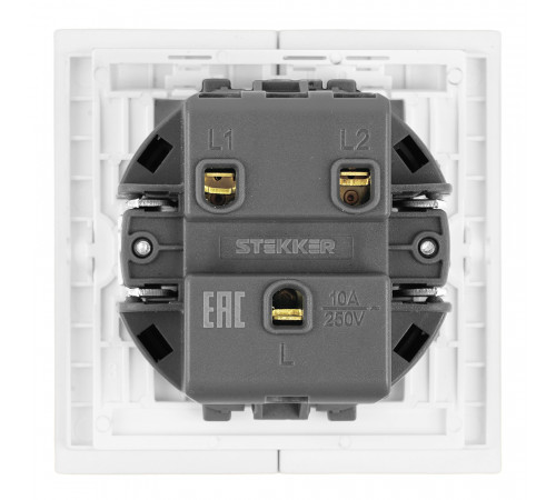 Выключатель 2-клавишный (механизм) Stekker Мия 250В 10А RSW10-3104-01 белая магнолия 50429