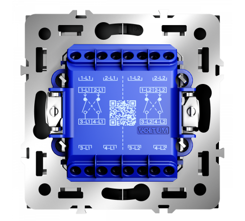 Перекрестный переключатель встраиваемый Voltum S70 двухклавишный 10А, (черный матовый) VLS020508