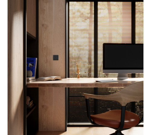 Выключатель встраиваемый Voltum S70 для жалюзи 10А, (черный матовый) VLS020708