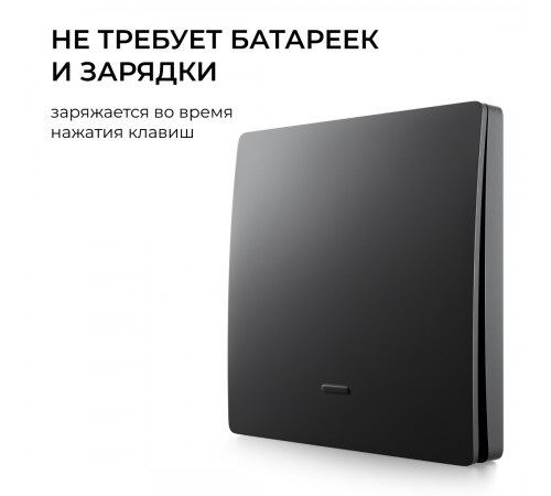 Выключатель кинетический 1кл., IP44, 2,4 ГГц, Smart, чер. Apeyron 04-81