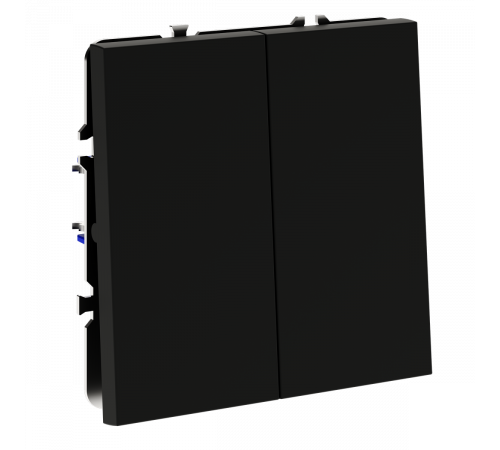 Перекрестный переключатель встраиваемый Voltum S70 двухклавишный 10А, (черный матовый) VLS020508