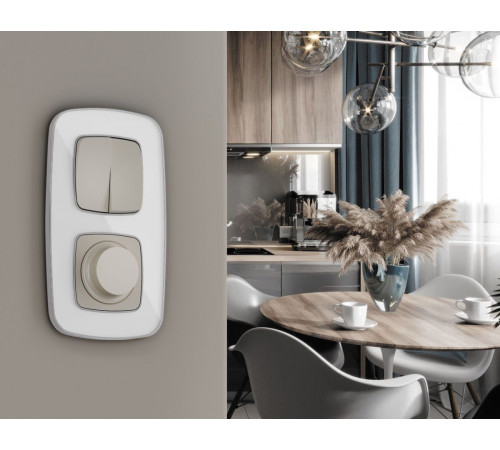 Комплект механизма 2-клавишного перекрестного выключателя Ambrella Volt 10A-250V OMEGA MO363030 Серо-бежевый матовый QUANT (OP3630, VM125)