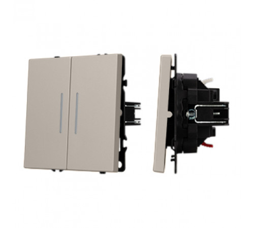 Механизм звонкового выключателя двухклавишный Arlight LED SWT-NOBE-MKR2-SFPL-L-CA (230V, 10A) (Кашемир) 061787(1)