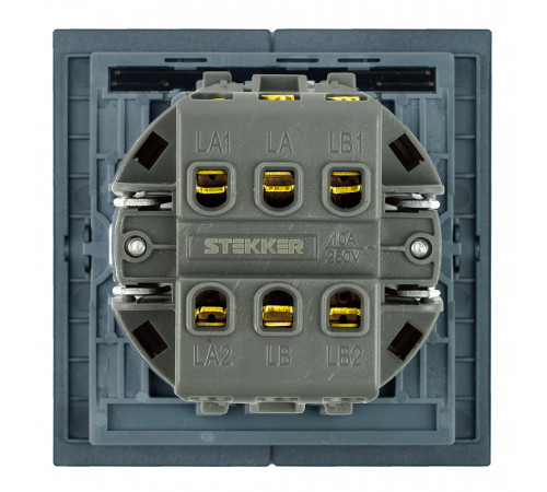 Переключатель 2-клавишный (механизм) Stekker Мия 250В 10А RSW10-3107-05 черный бархат 50448