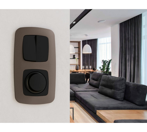 Комплект механизма 2-клавишного перекрестного выключателя Ambrella Volt 10A-250V OMEGA MO803030 Черный матовый QUANT (OP8030, VM125)