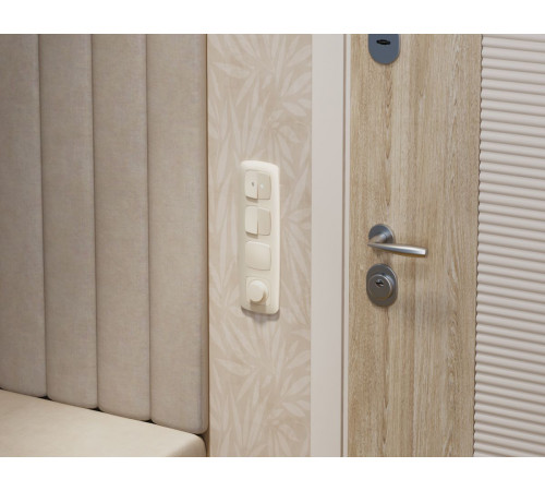 Комплект механизма 2-клавишного перекрестного выключателя Ambrella Volt 10A-250V OMEGA MO323030 Бежевый матовый QUANT (OP3230, VM125)