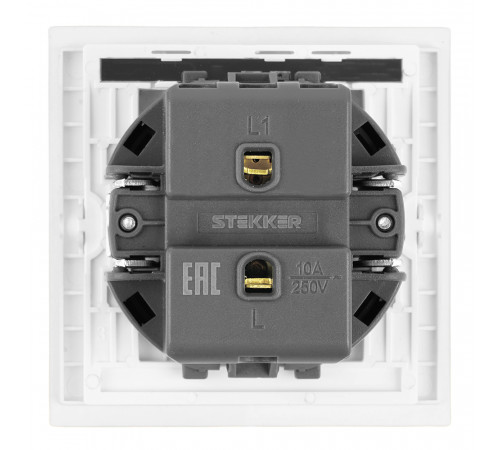 Выключатель 1-клавишный c индикатором (механизм) Stekker Мия 250В 10А RSW10-3101-01 белая магнолия 50431