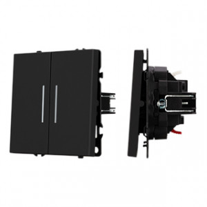 Механизм звонкового выключателя двухклавишный Arlight LED SWT-NOBE-MKR2-SFPL-L-BK (230V, 10A) (Черный оникс) 061742(1)