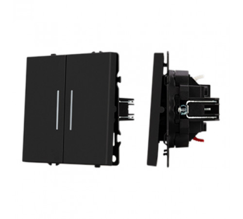 Механизм звонкового выключателя двухклавишный Arlight LED SWT-NOBE-MKR2-SFPL-L-BK (230V, 10A) (Черный оникс) 061742(1)