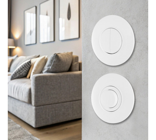 Выключатель круглый двухклавишный с рамкой Arte Milano SET08-1-30-2 white