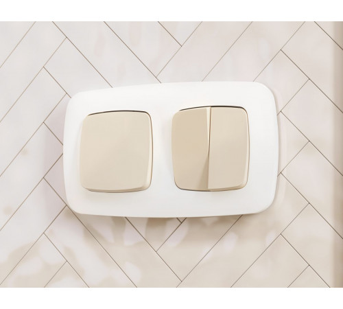 Комплект механизма 2-клавишного перекрестного выключателя Ambrella Volt 10A-250V OMEGA MO323030 Бежевый матовый QUANT (OP3230, VM125)