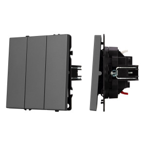 Механизм выключателя трехклавишный непроходной Arlight SWT-NOBE-MK03-SFPL-GR (230V, 10A) (Серый базальт) 061799