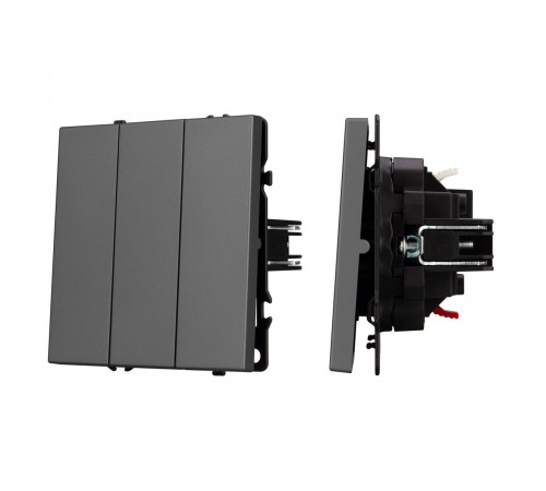 Механизм выключателя трехклавишный непроходной Arlight SWT-NOBE-MK03-SFPL-GR (230V, 10A) (Серый базальт) 061799