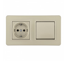 Выключатель одноклавишный с розеткой Arte Milano SET16-2-40-1-30-1 shampan