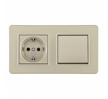 Выключатель одноклавишный с розеткой Arte Milano SET16-2-40-1-30-1 shampan