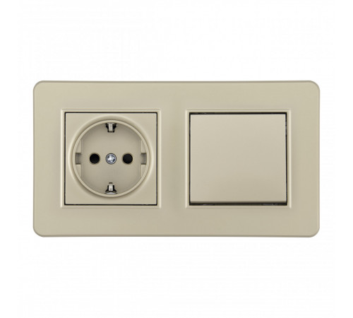 Выключатель одноклавишный с розеткой Arte Milano SET16-2-40-1-30-1 shampan