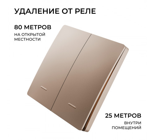 Выключатель кинетический 2кл., IP44, 2,4 ГГц, Smart, беж. Apeyron 04-76