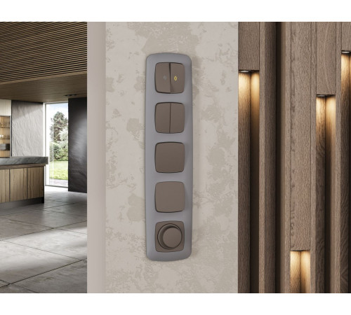 Комплект механизма 2-клавишного перекрестного выключателя Ambrella Volt 10A-250V OMEGA MO633030 Темная бронза матовый QUANT (OP6330, VM125)