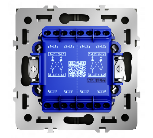 Перекрестный переключатель встраиваемый Voltum S70 двухклавишный 10А, (сталь) VLS020505