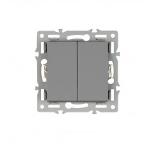 Механизм выключателя двухклавишный проходной Arlight SWT-MKP2-PL-GR (250V, 16A) 043729