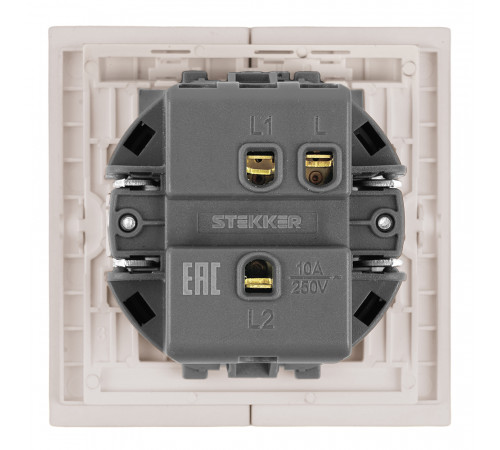 Переключатель 1-клавишный (механизм) Stekker Мия 250В 10A RSW10-3105-08 пудровый жемчуг 50477