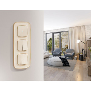 Комплект механизма 2-клавишного перекрестного выключателя Ambrella Volt 10A-250V OMEGA MO303030 Бежевый глянец QUANT (OP3030, VM125)