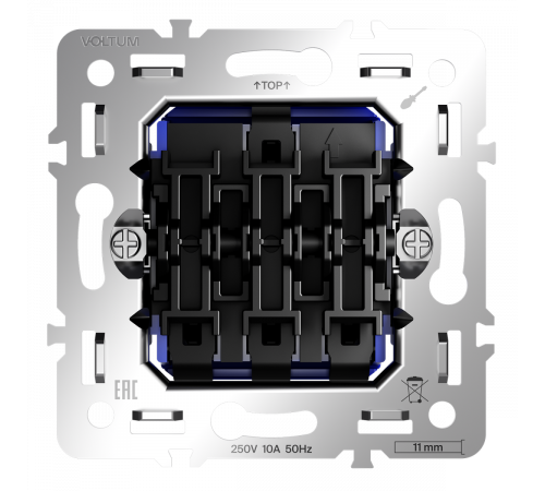 Механизм выключателя трехклавишного 10А Voltum S70 VLS0301M