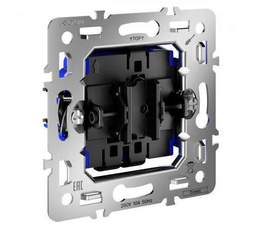 Механизм проходного переключателя одноклавишного 10А Voltum S70 VLS0103M