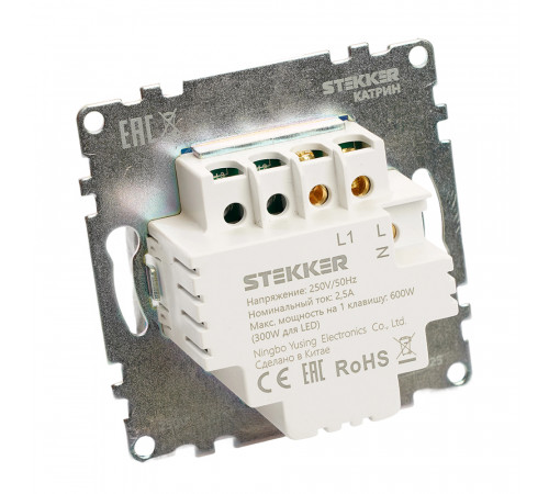 Выключатель 1-клавишный сенсорный (механизм) Stekker Катрин 50272